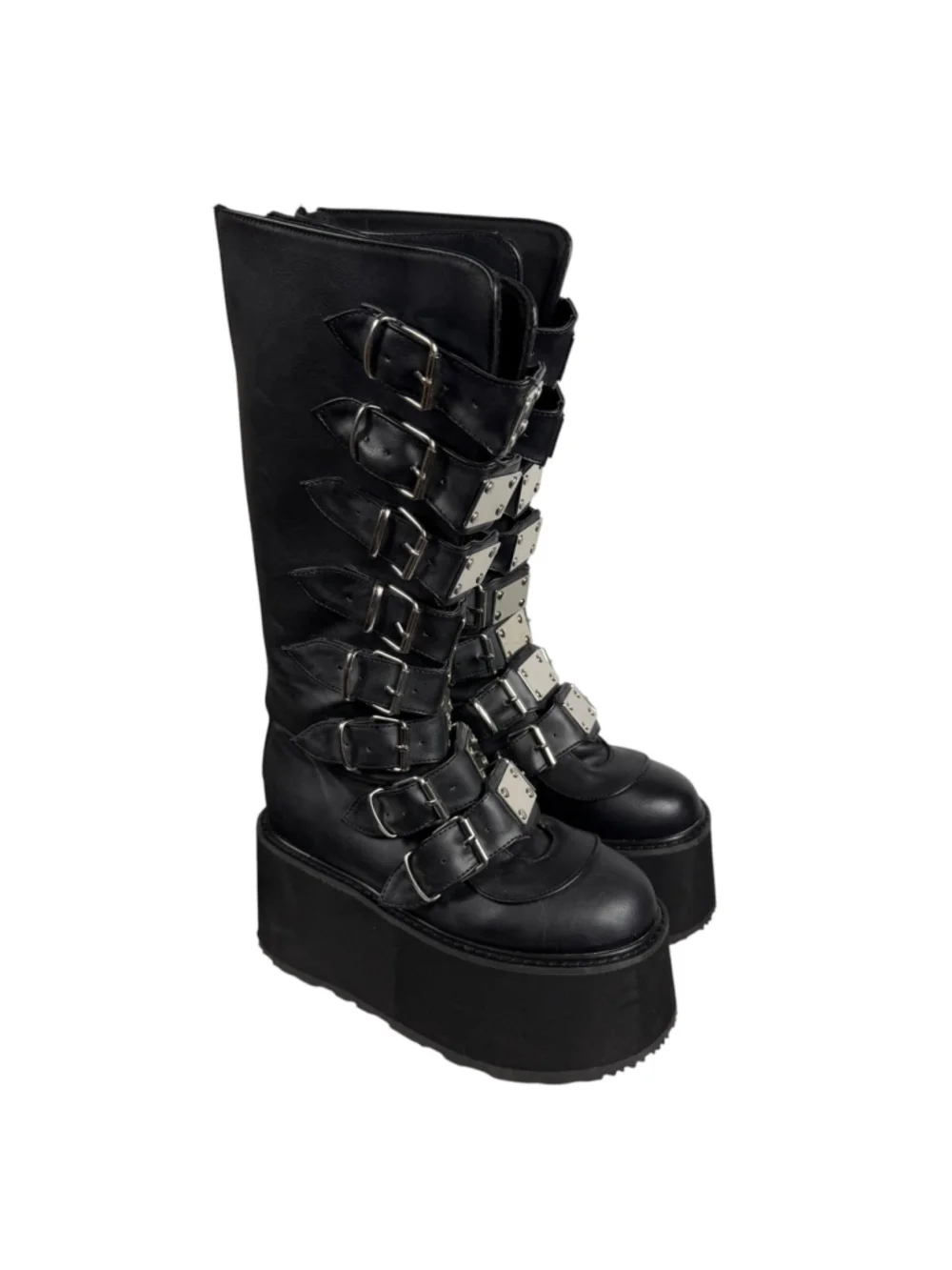 Demonia Cult Damned Platform Combat Military Punk Moto Boots Women's 8 Black